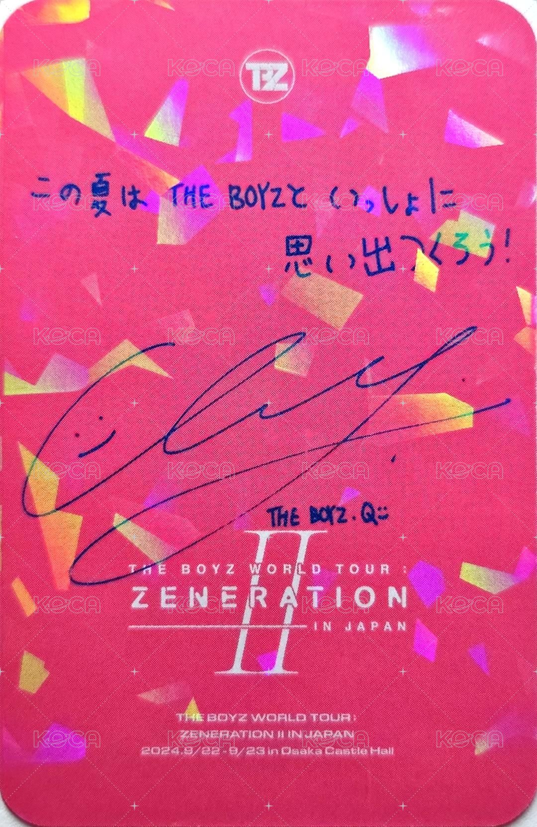 THE BOYZ WORLD TOUR : ZENERATION Ⅱ 入場卡 / 場限卡 JAPAN 背面