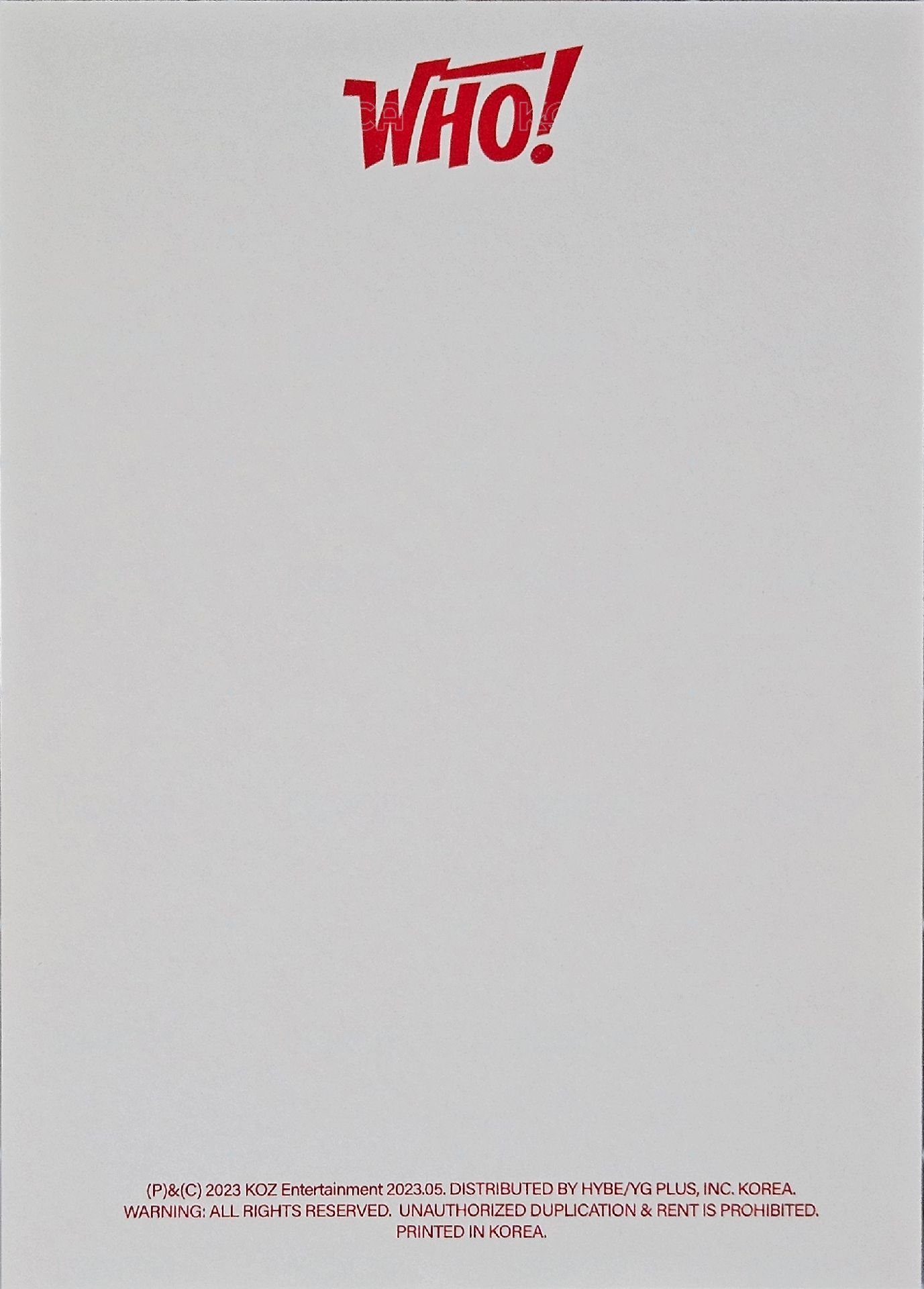 WHO! who ver. 明信片  背面