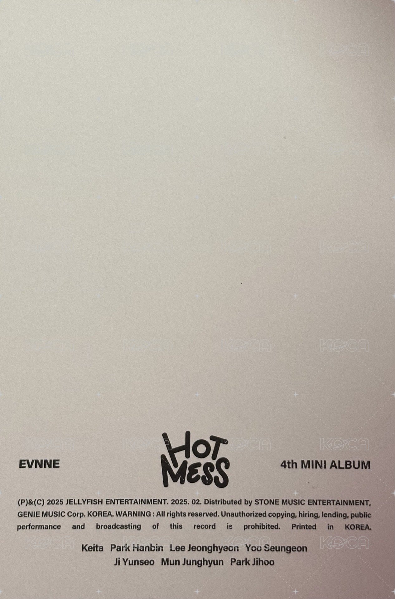 HOT MESS 明信片  背面