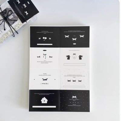 ​​⑅ 卡頭/🩵16個20$🩵ins芭蕾風簡約黑白暗黑兔兔蝴蝶結7CM出小卡打包材料對摺卡紙