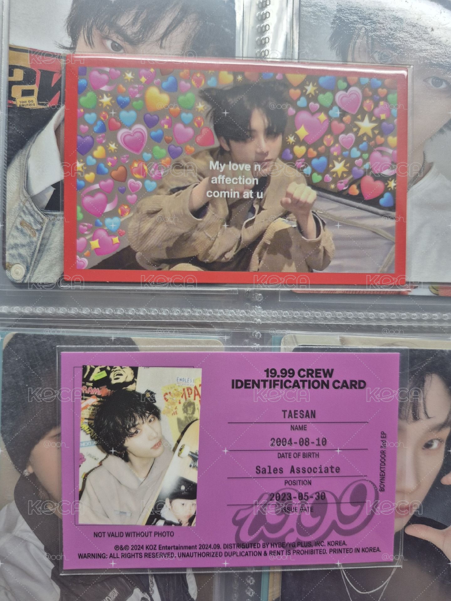 BOYNEXTDOOR 19.99 4迷因卡+ID卡 漢泰山