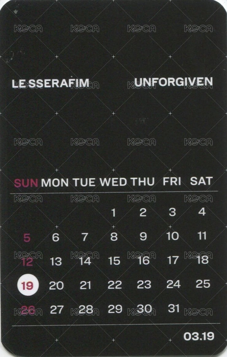 UNFORGIVEN yes24 生日卡背 特典卡  背面