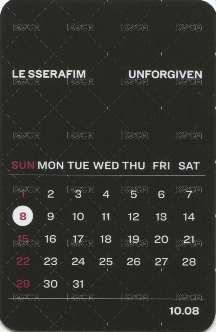 UNFORGIVEN yes24 生日卡背 特典卡  背面