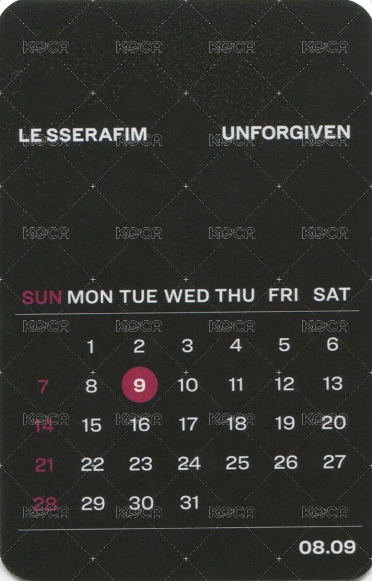 UNFORGIVEN yes24 生日卡背 特典卡  背面