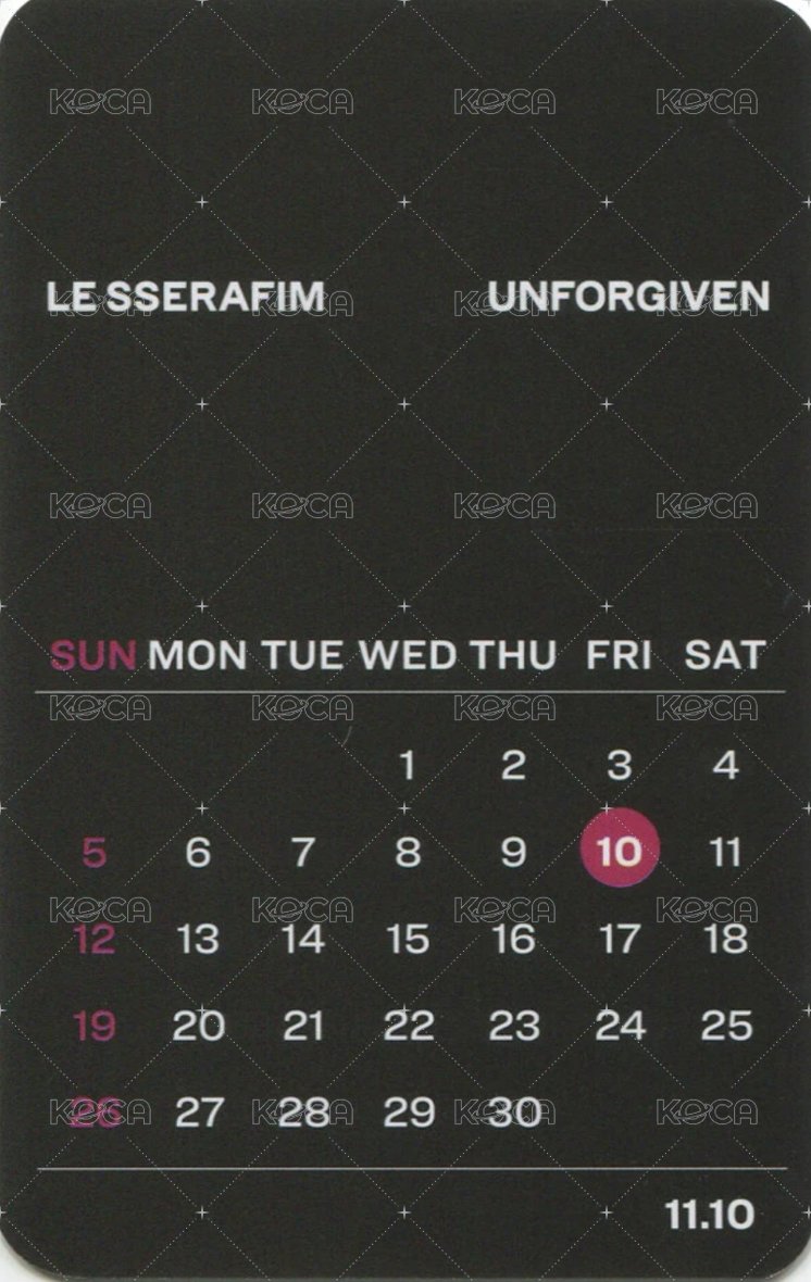 UNFORGIVEN yes24 生日卡背 特典卡  背面