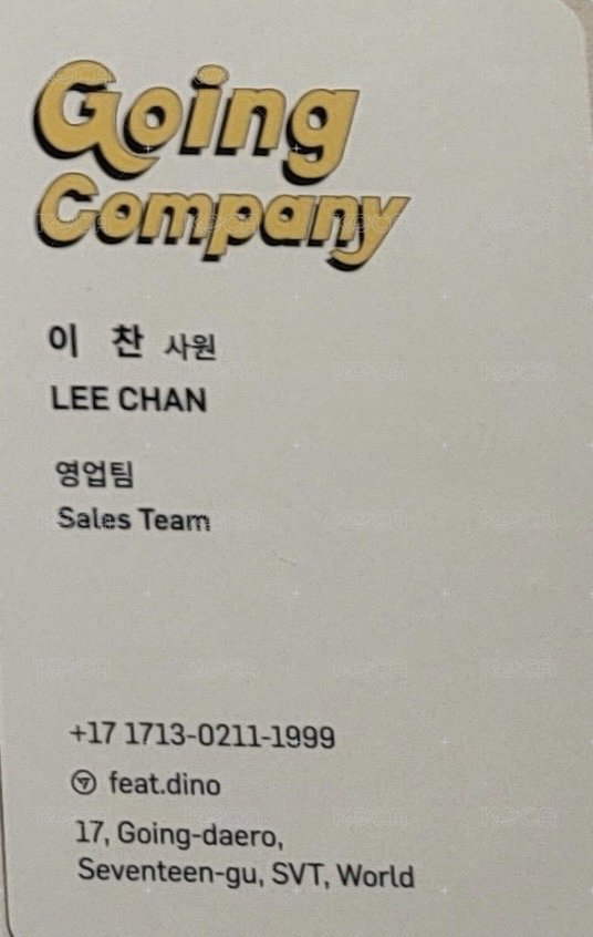 GOING SEVENTEEN 周邊卡 GOING COMPANY DIARY筆記本卡 背面