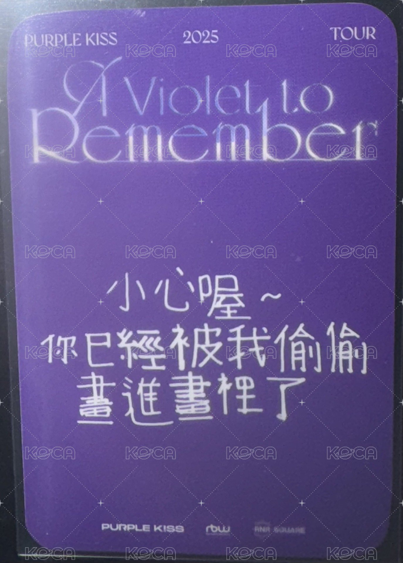 PURPLE KISS 2025 TOUR : A Violet to Remember 入場卡 / 場限卡  背面