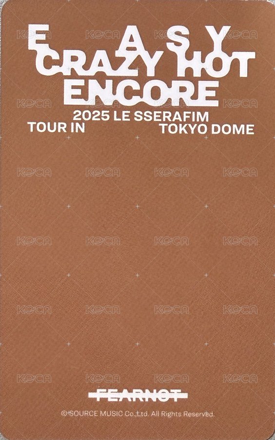 25‘巡迴 東蛋安可 入場卡 / 場限卡  背面