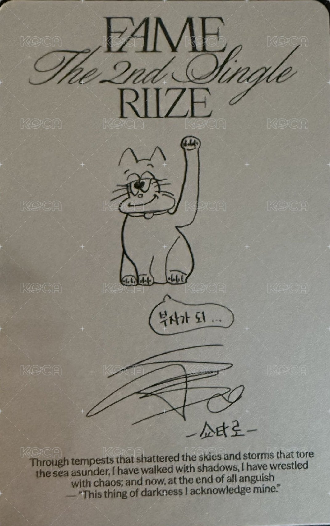 FAME 專輯卡 Smini 背面