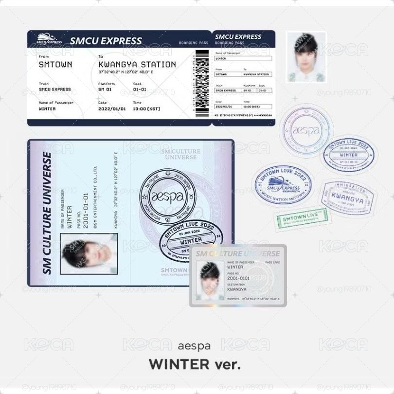 ⚡️aespa SMCU 2021 Winter 冬天 金旼炡 Karina 劉知珉 kwangya 護照組 小卡