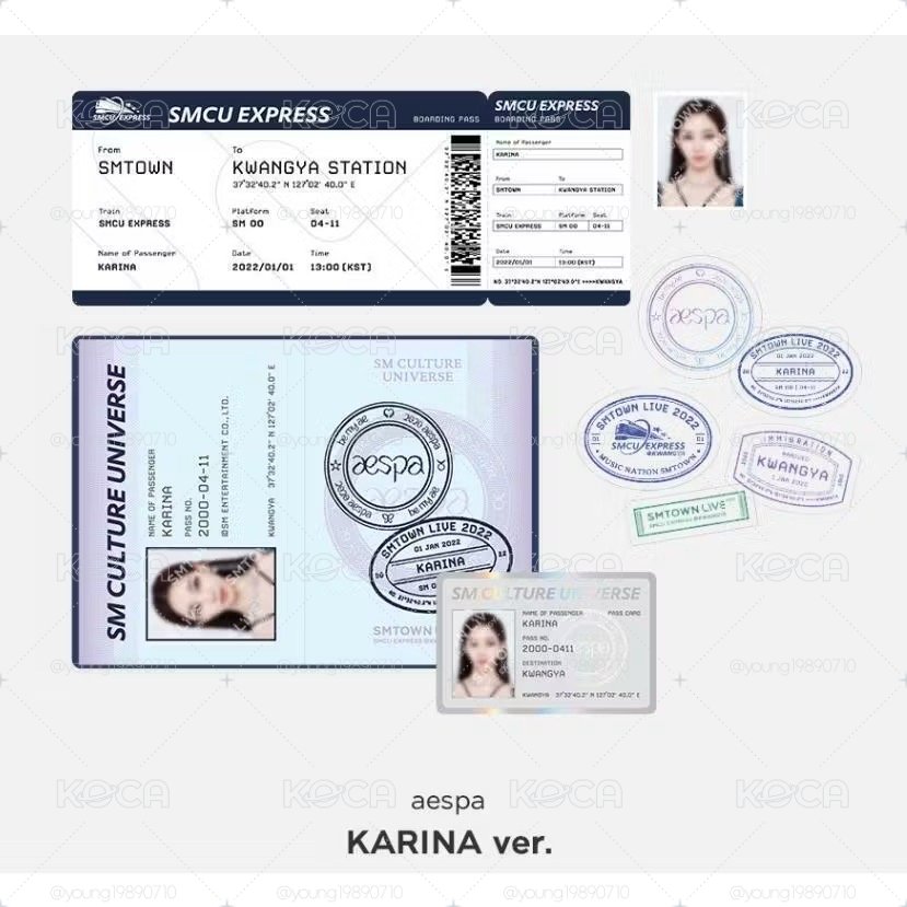 ⚡️aespa SMCU 2021 Winter 冬天 金旼炡 Karina 劉知珉 kwangya 護照組 小卡