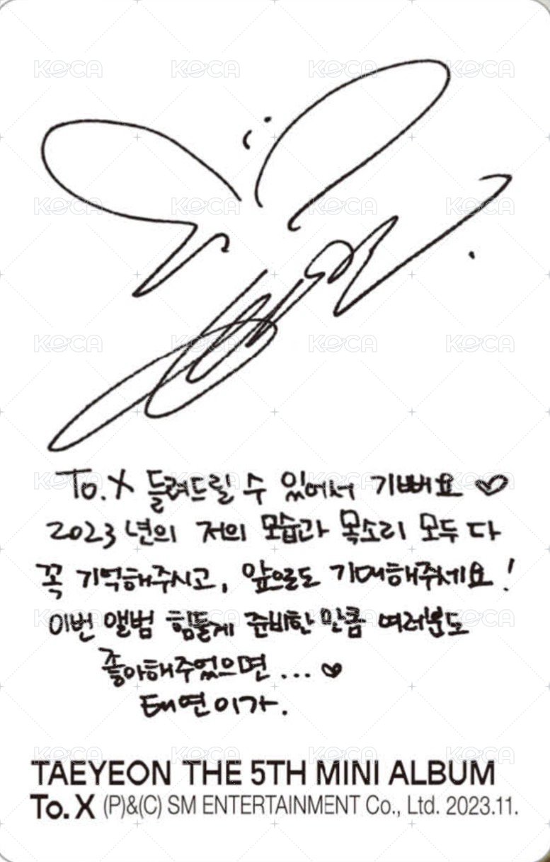 To. X 專輯卡  背面