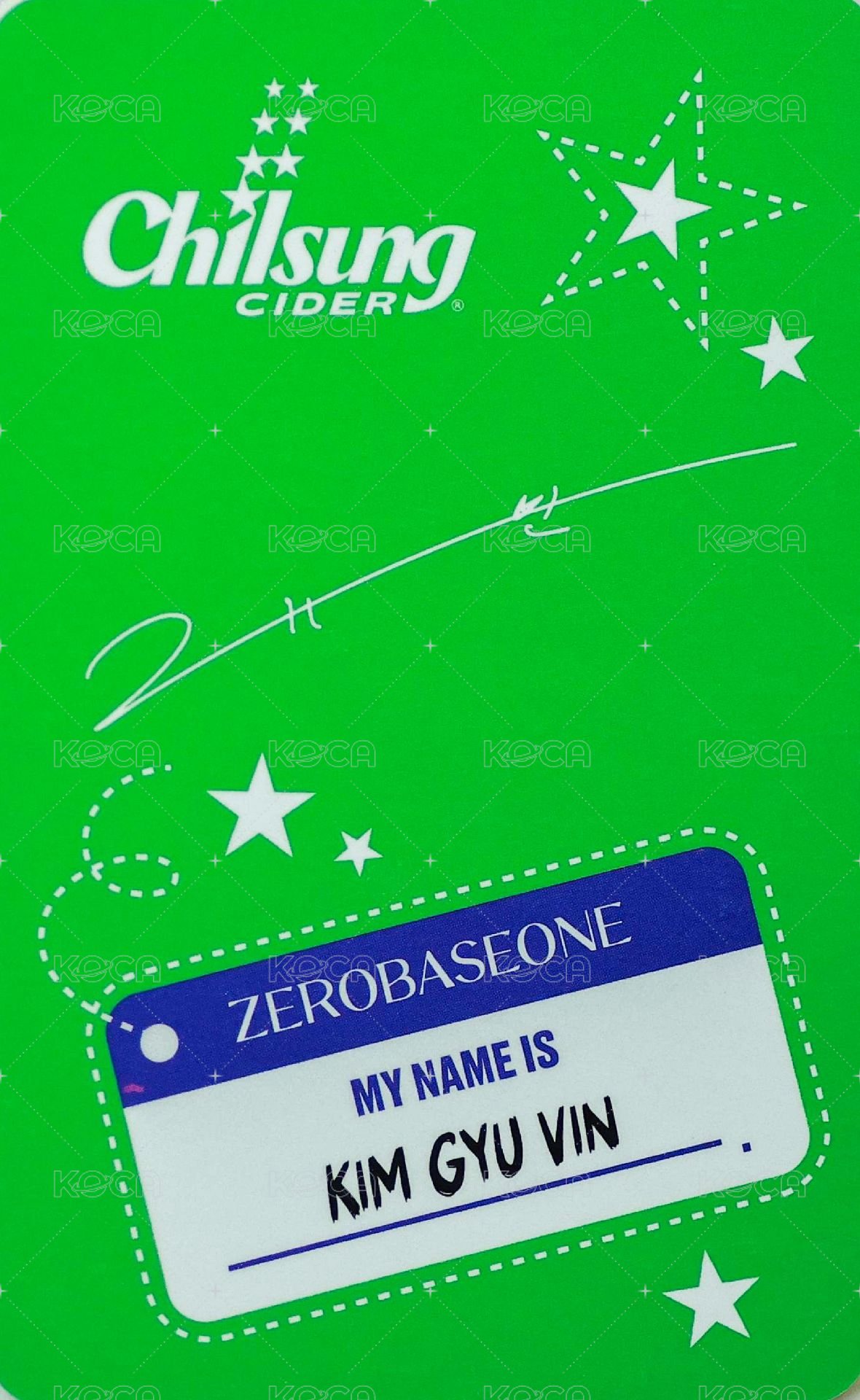 Chilsung 代言卡 汽水卡 背面