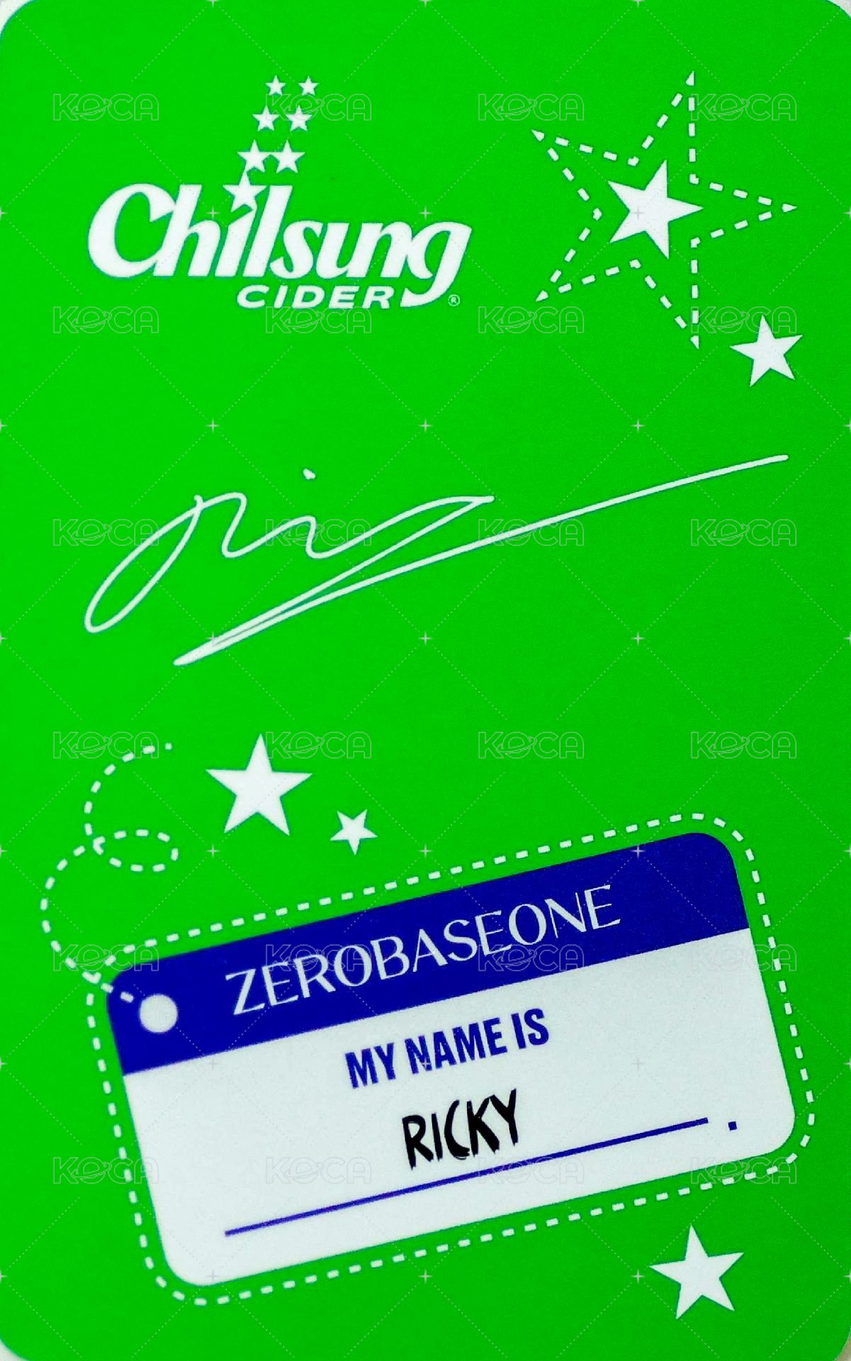 Chilsung 代言卡 汽水卡 背面