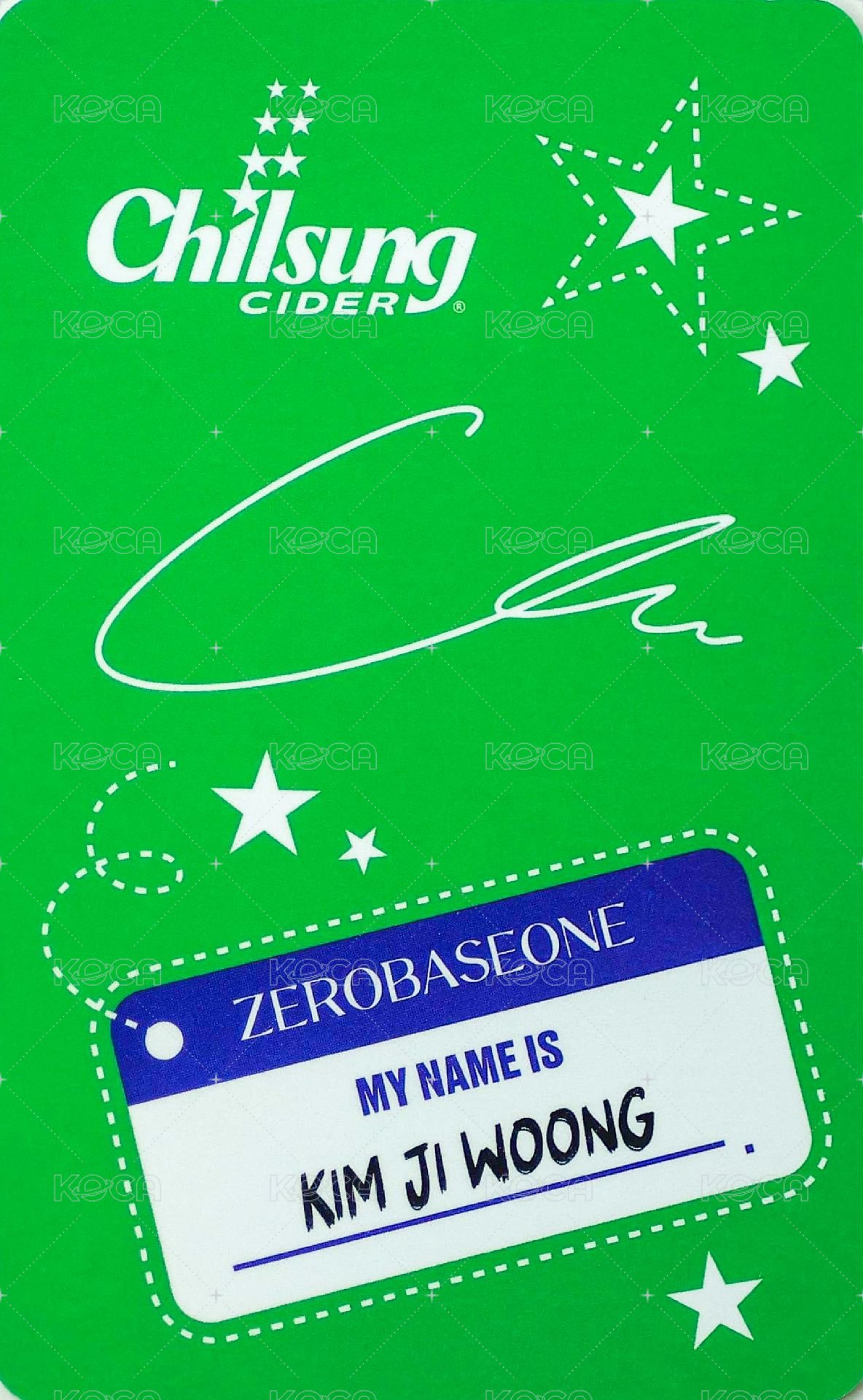Chilsung 代言卡 汽水卡 背面