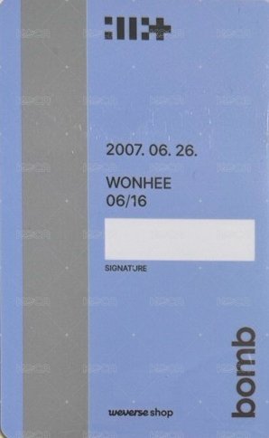 bomb wvs 預售 特典卡 PVC卡 背面