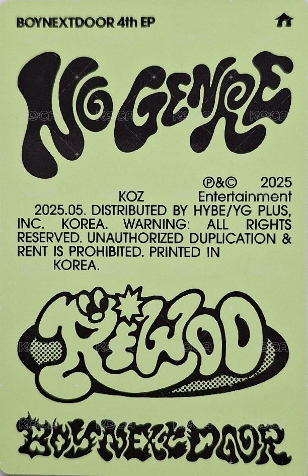 No Genre 專輯卡 No Limit ver.2 背面