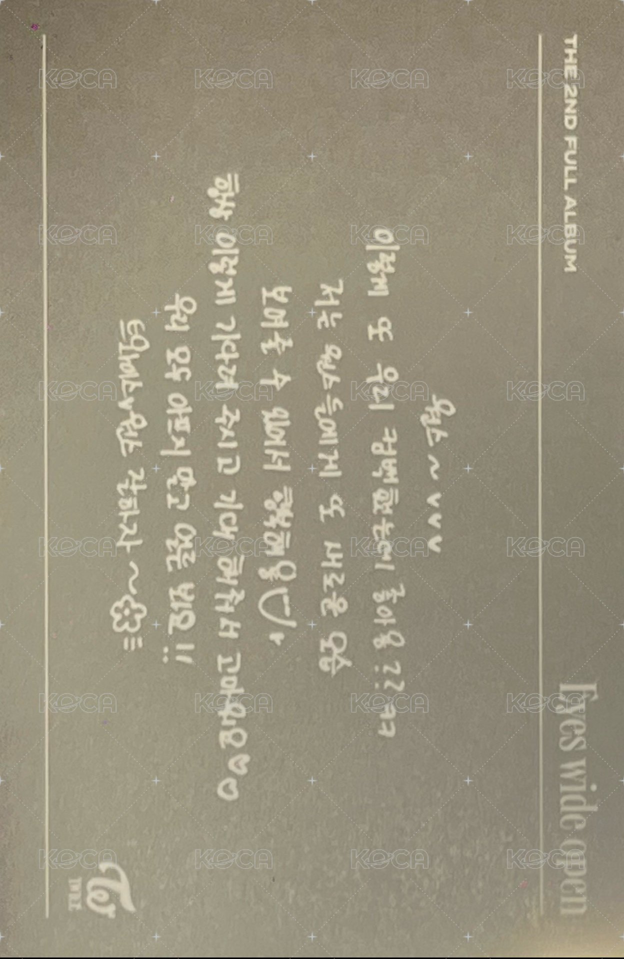 Eyes Wide Open 專輯卡 留言卡 背面