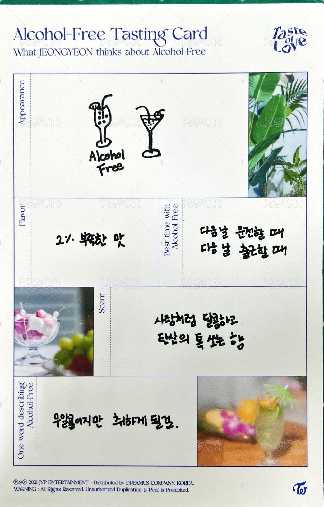 Taste of Love jyp 明信片  背面