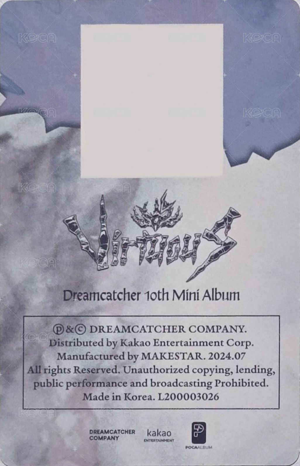 迷你十輯 專輯卡 (電子專QR卡) 背面