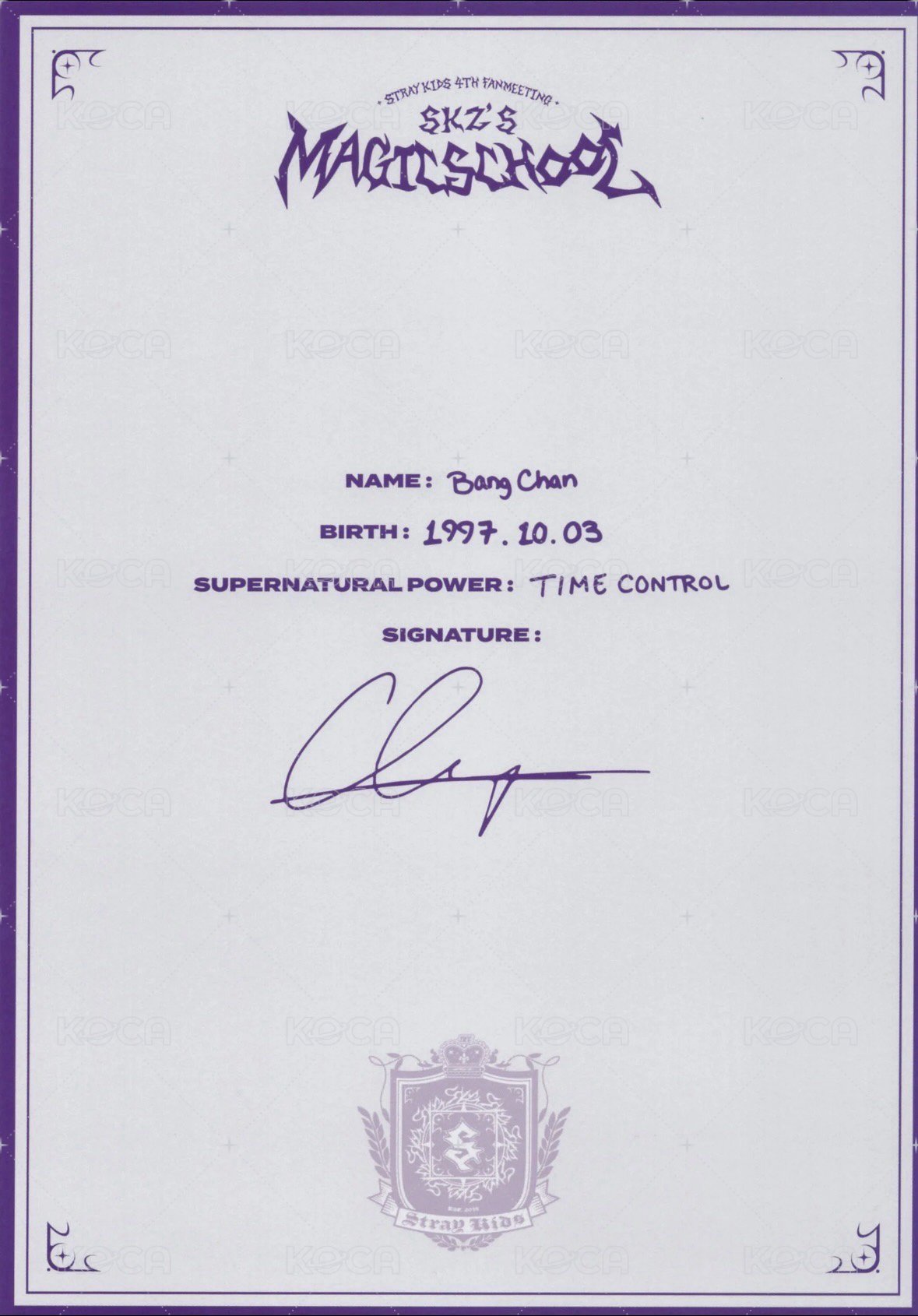 4th FM 周邊卡 個人資料海報組 背面