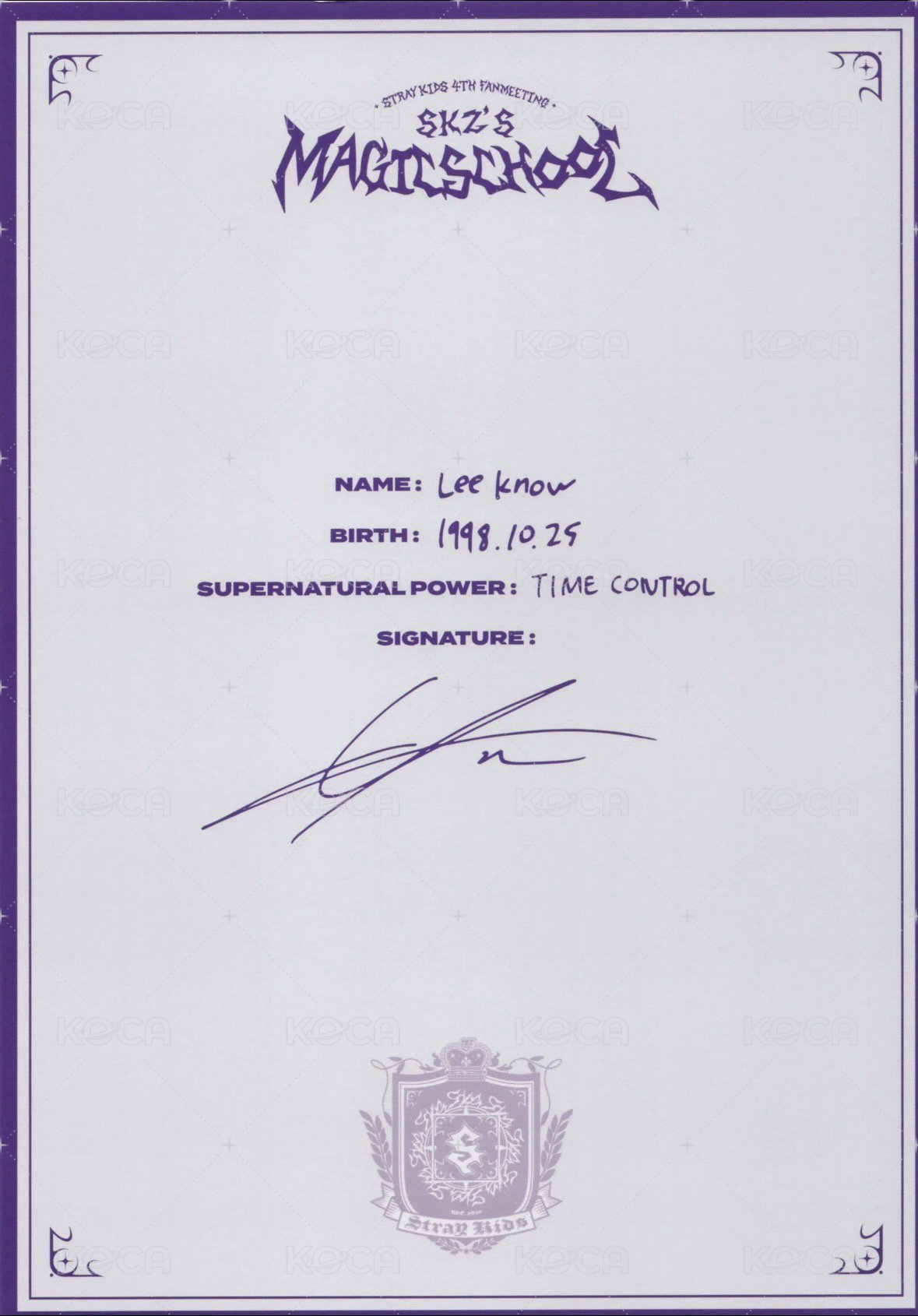 4th FM 周邊卡 個人資料海報組 背面