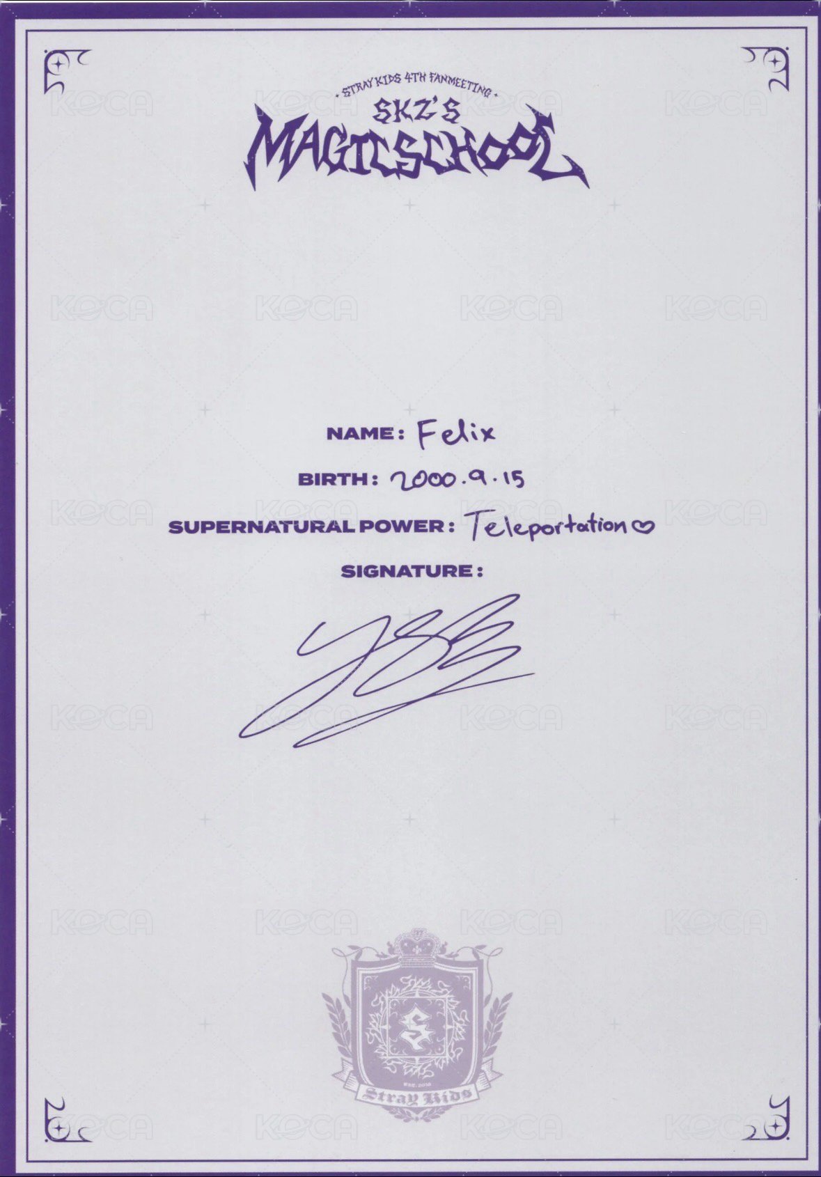 4th FM 周邊卡 個人資料海報組 背面