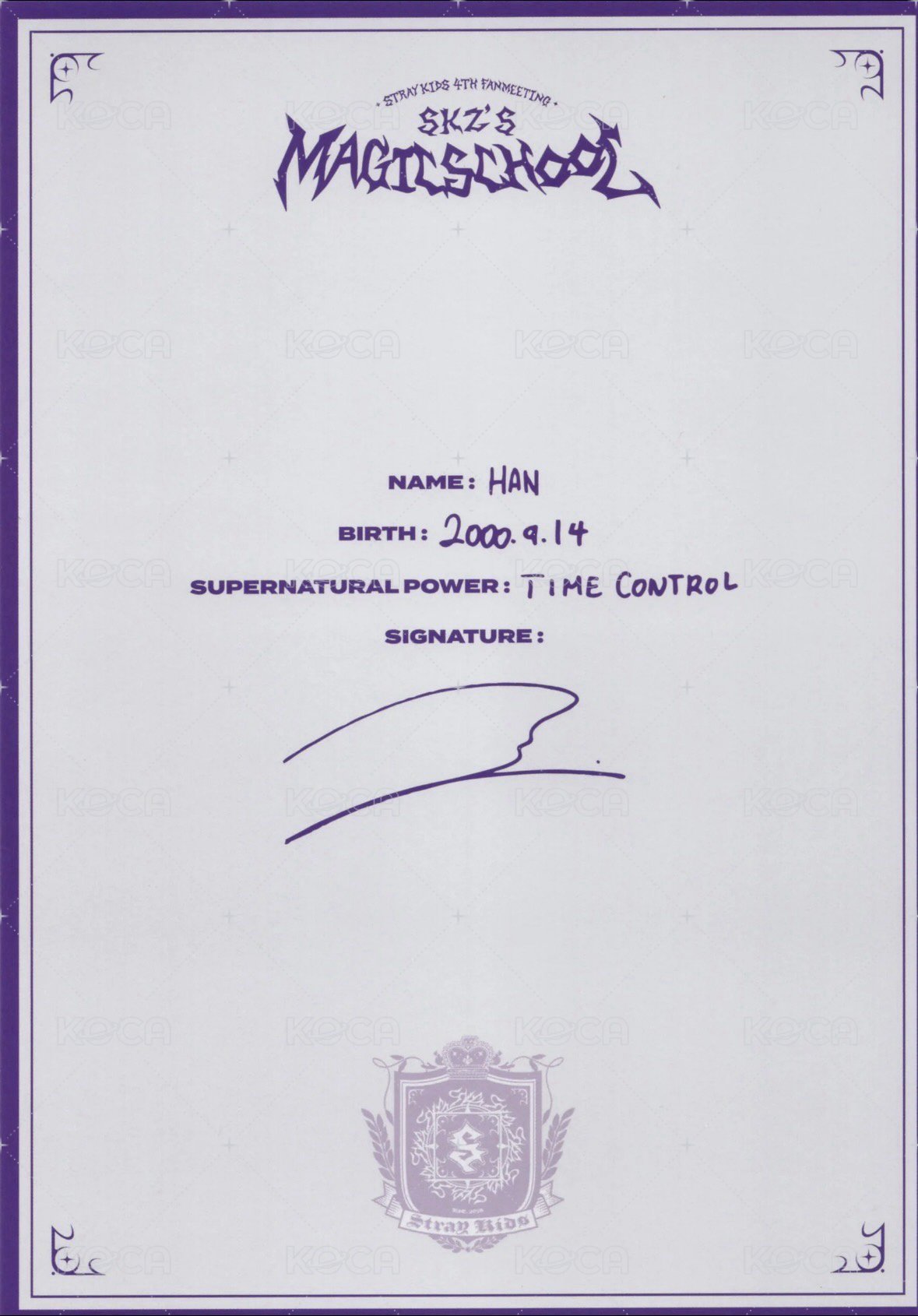 4th FM 周邊卡 個人資料海報組 背面