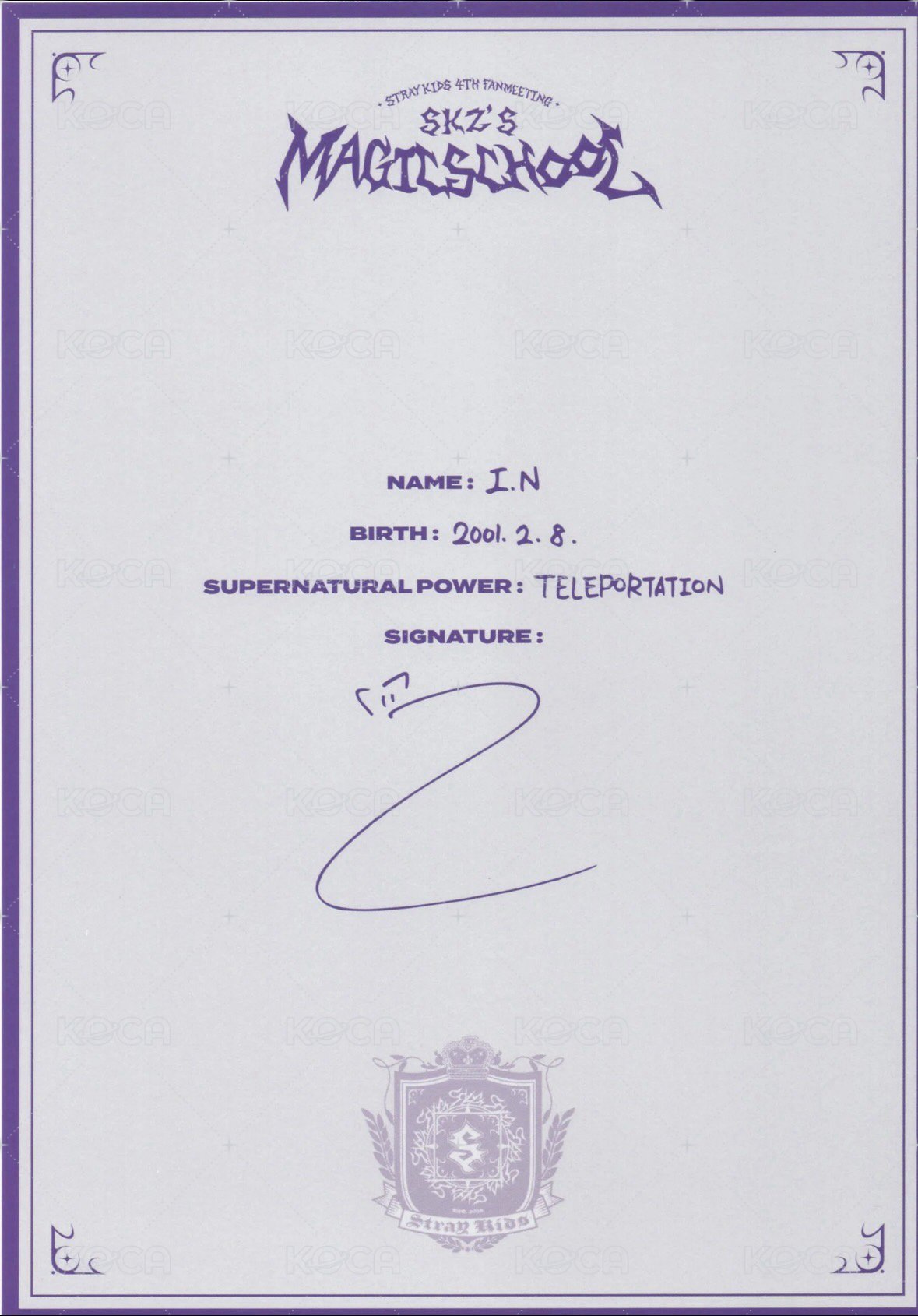 4th FM 周邊卡 個人資料海報組 背面