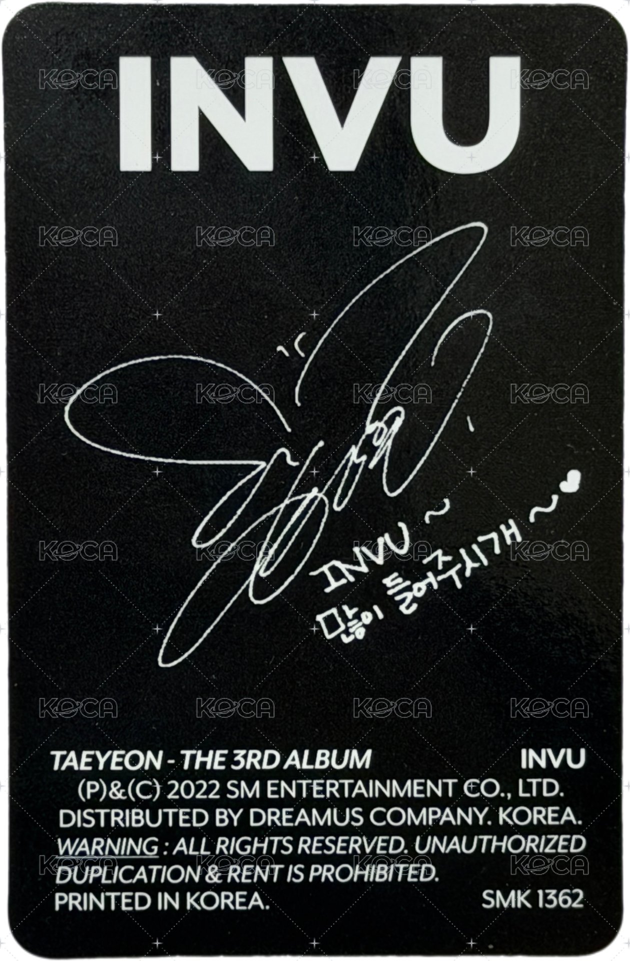 INVU 專輯卡 限量版 zero 背面