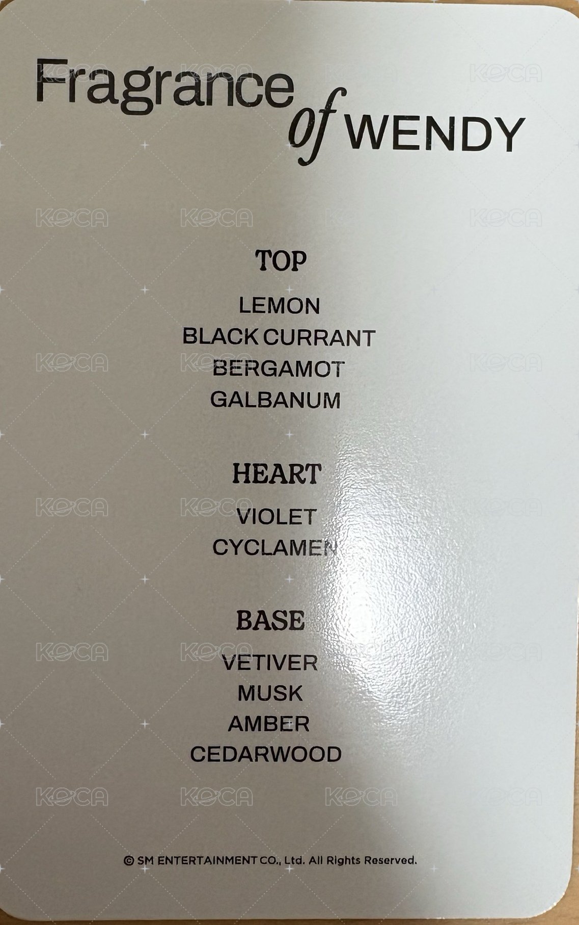 10th 周邊卡 香水卡 背面