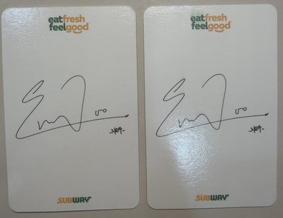 車銀優 代言卡 SUBWAY（兩張不拆）