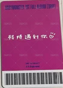 DRIP yg 中區 團封預售 特典卡 中背 背面