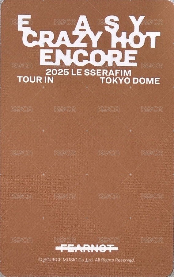 25‘巡迴 東蛋安可 入場卡 / 場限卡  背面