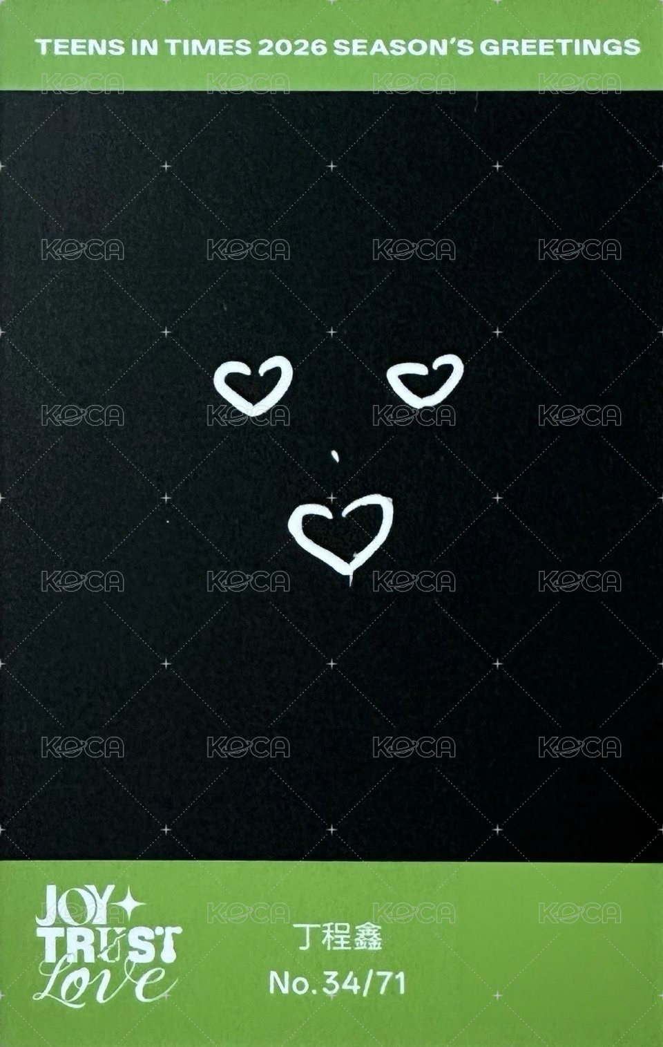 26‘台曆 周邊卡 丁程鑫 拍立得卡 背面