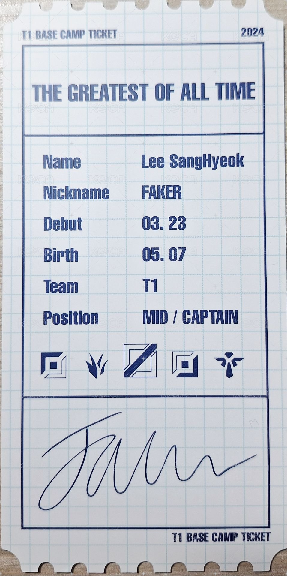 2024 base camp 票根 Faker