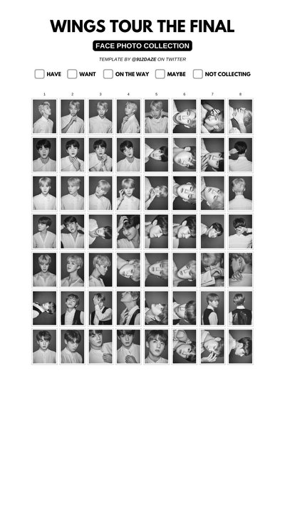 Wings終場 黑白臉部寫真