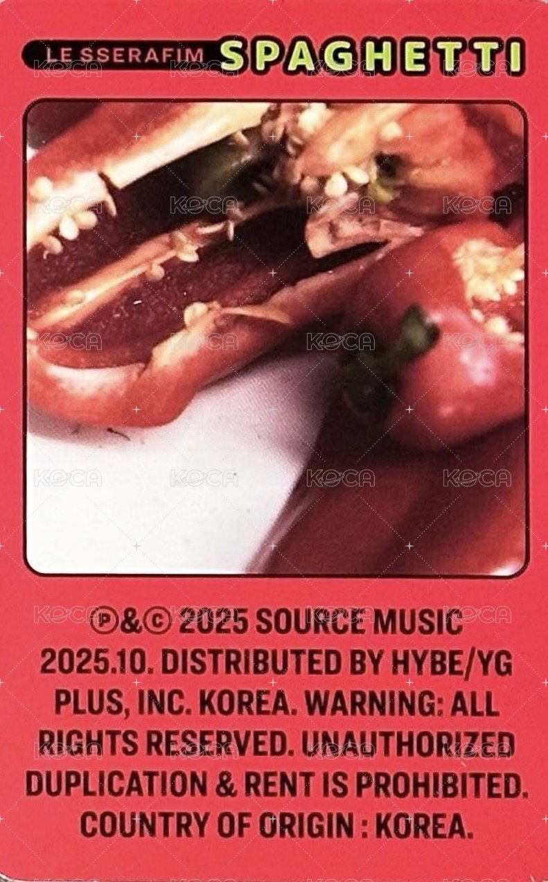 SPAGHETTI 專輯卡 單封 (ragu red ver.) 背面