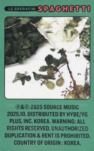 SPAGHETTI 專輯卡 單封 (pesto green ver.) 背面