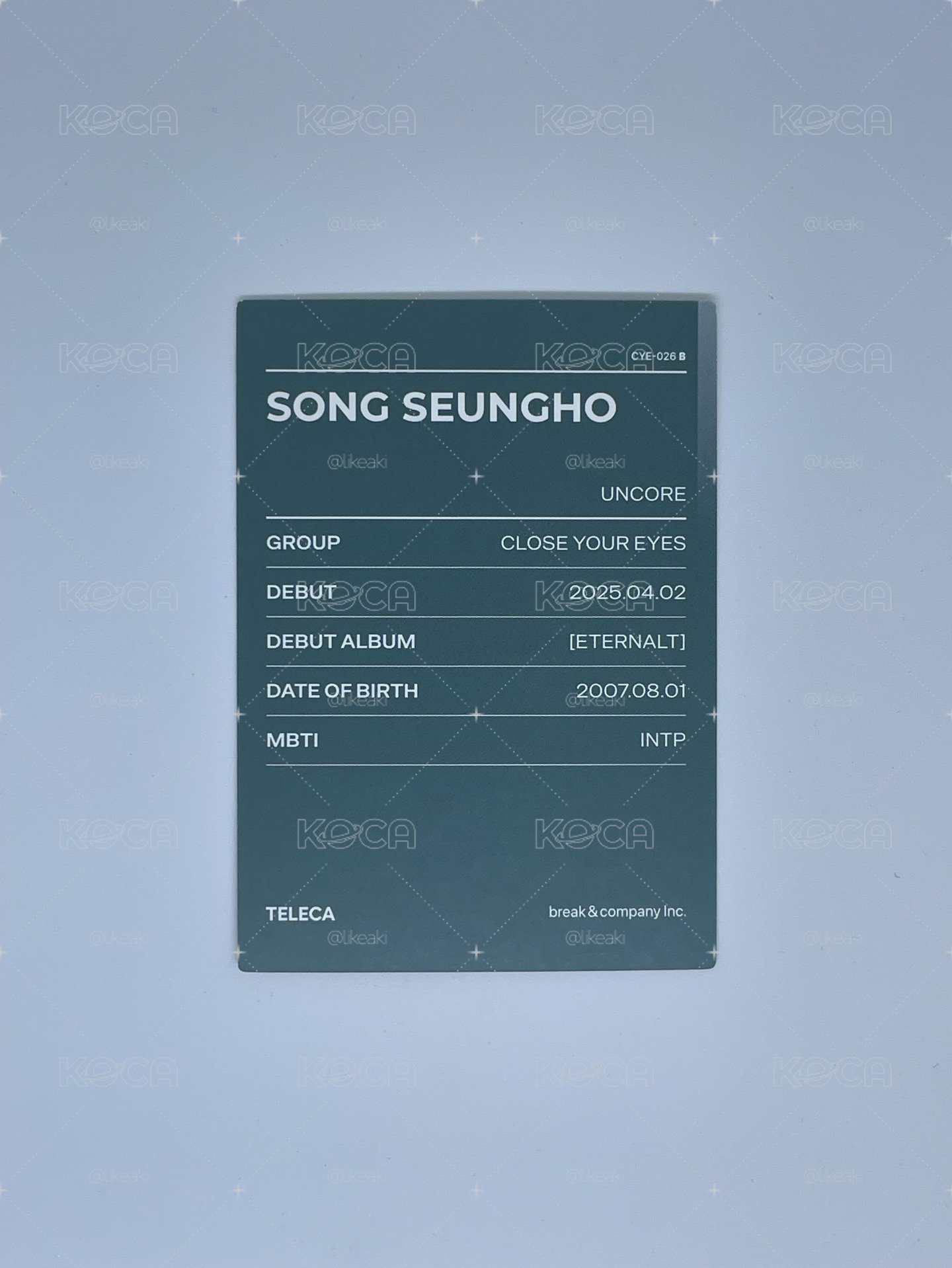 2025 K-POP ROOKIE TELECA 隨機卡 Song Seungho 