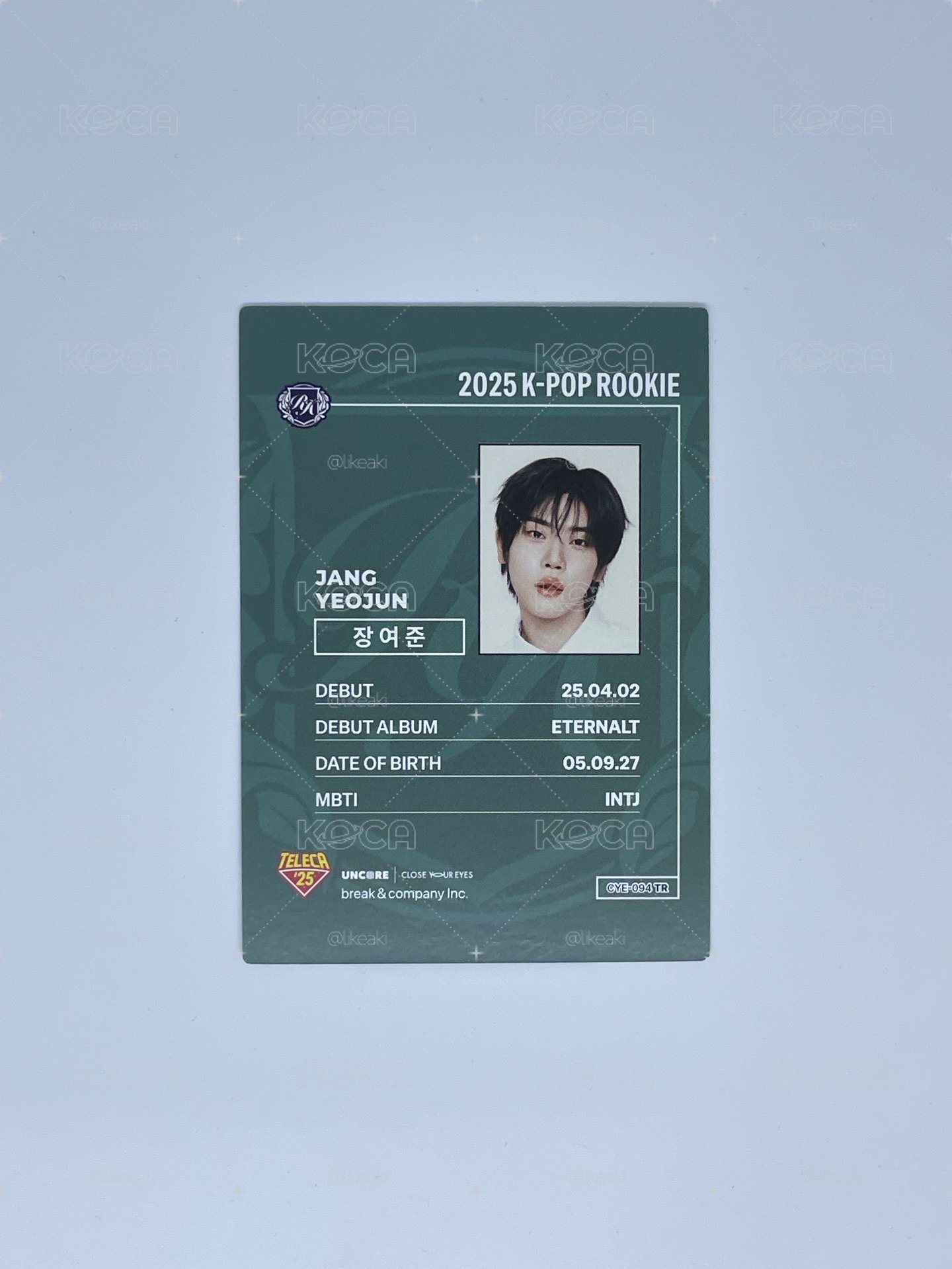 2025 K-POP ROOKIE TELECA 隨機卡 Jang Yeojun 
