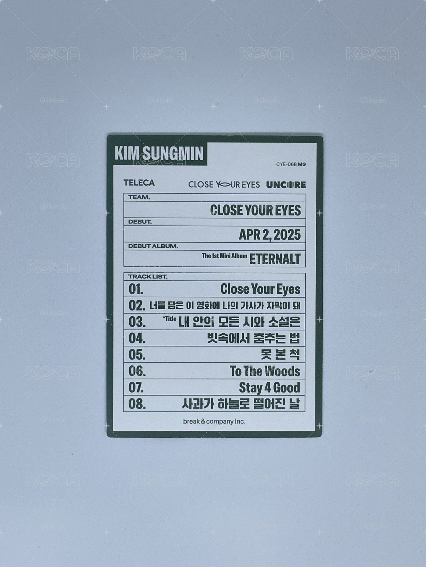 2025 K-POP ROOKIE TELECA 隨機卡 Kim Sungmin 