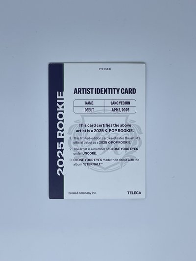 2025 K-POP ROOKIE TELECA 學生證卡 隨機卡 Jang Yeojun 