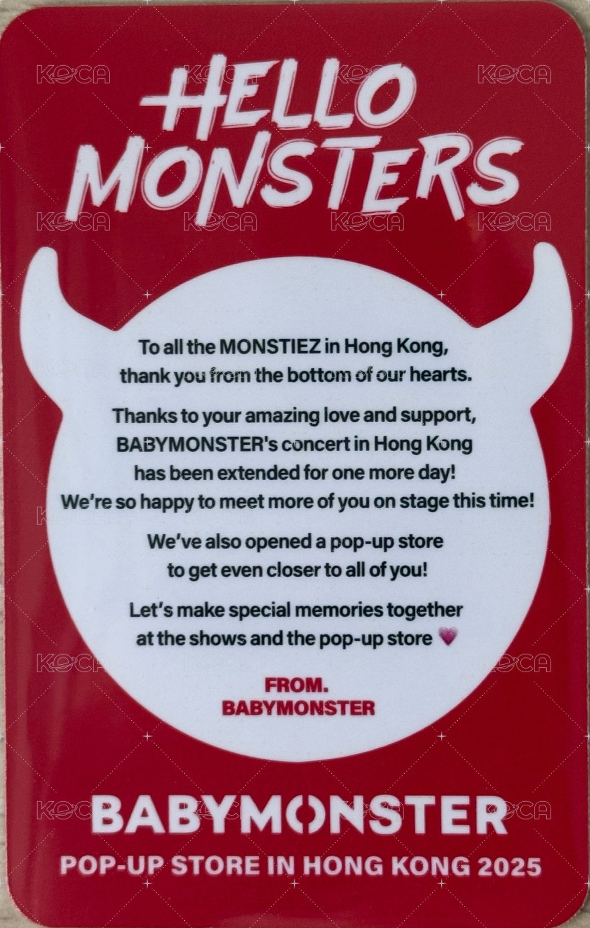 25世巡 香港快閃 滿額卡 （卡面同台北快閃） 背面