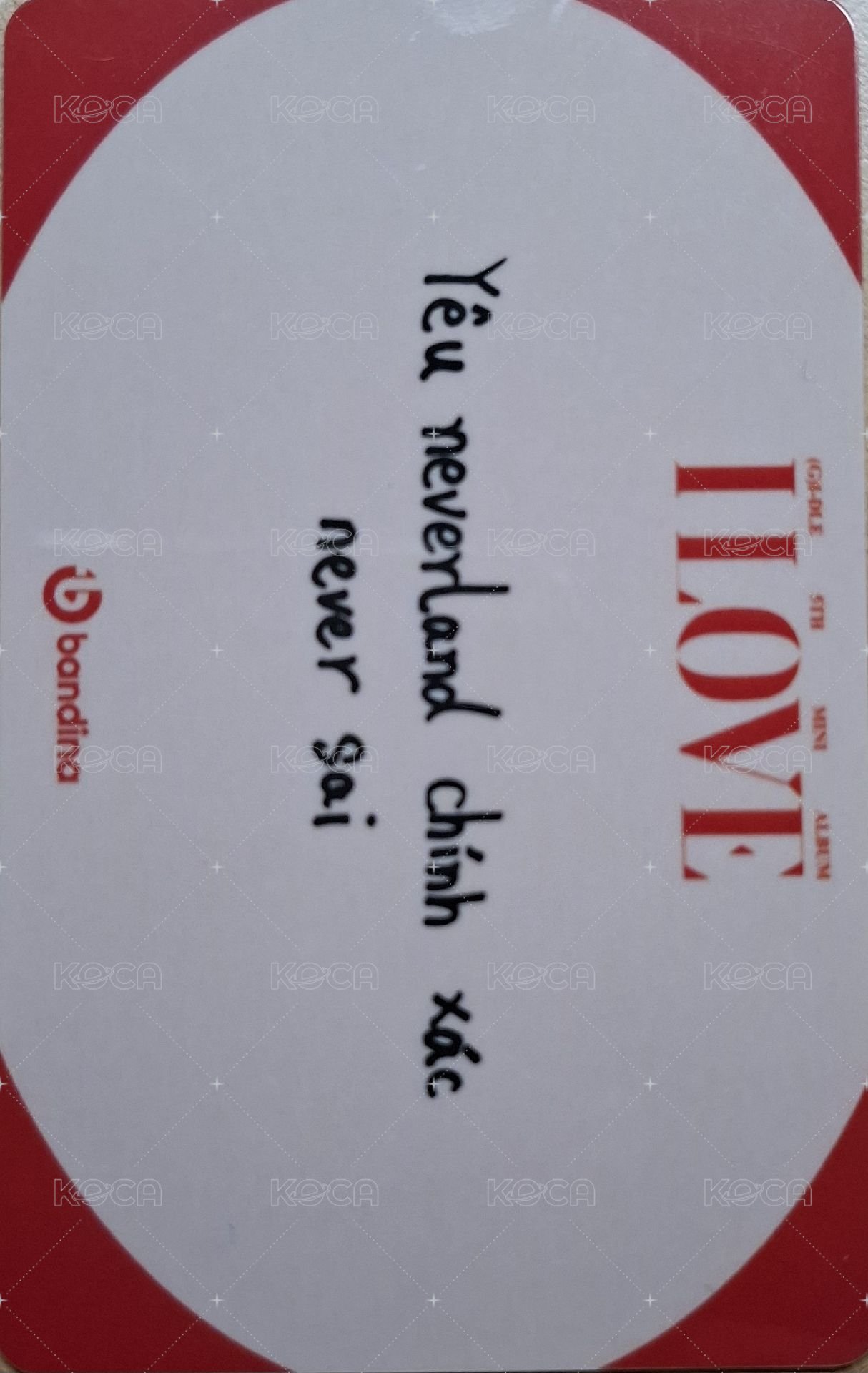 I LOVE Bandina 特典卡  背面