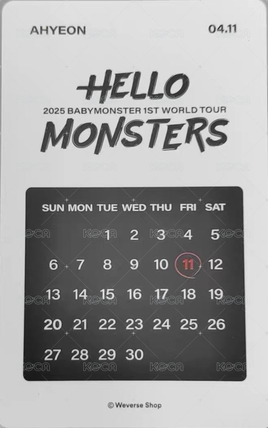 25世巡 首爾展位 入場卡 / 場限卡 生日卡 背面