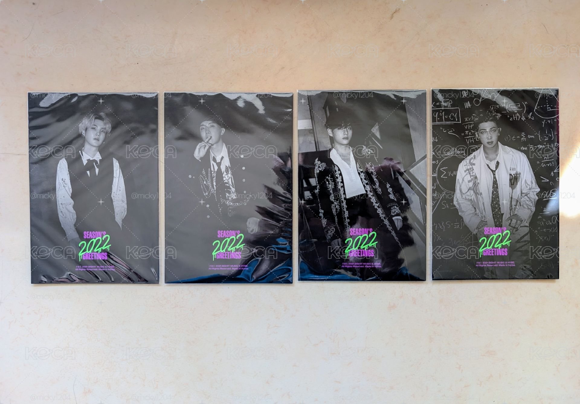 2022 SG年曆明信片(SUGA, J-HOPE, RM, V)