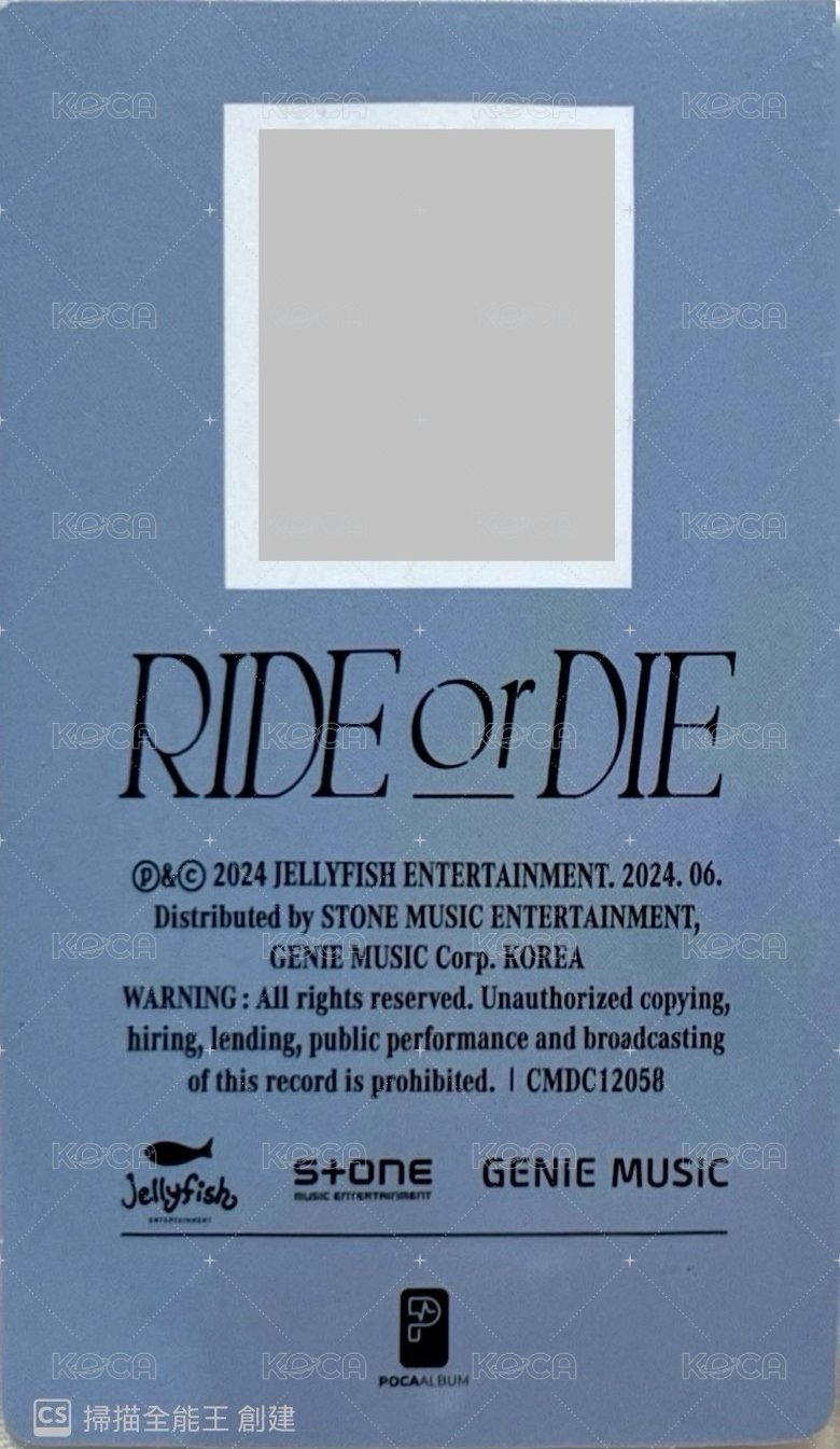 RIDE or DIE 電子專 專輯卡  背面
