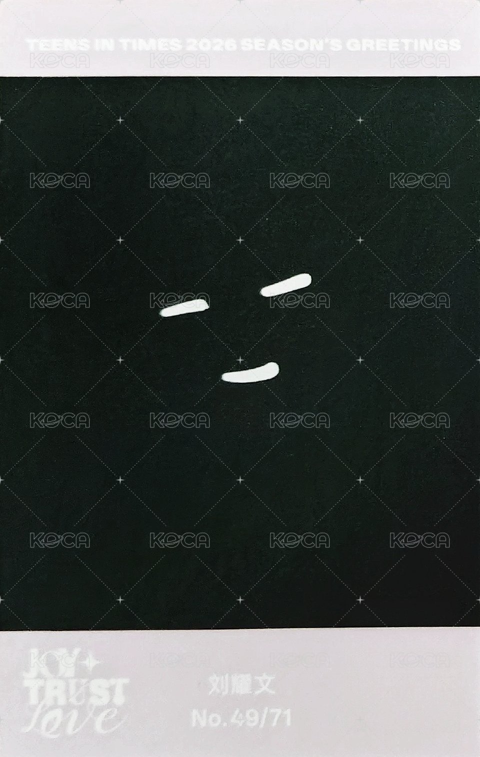 26‘台曆 周邊卡 劉耀文 拍立得卡 背面