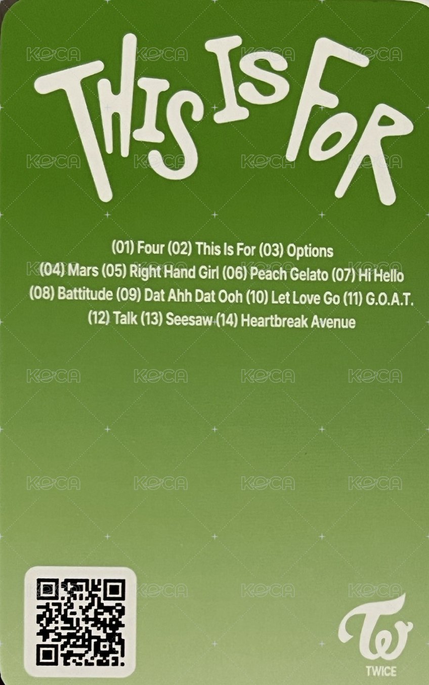 正規四 jyp 特典卡  背面